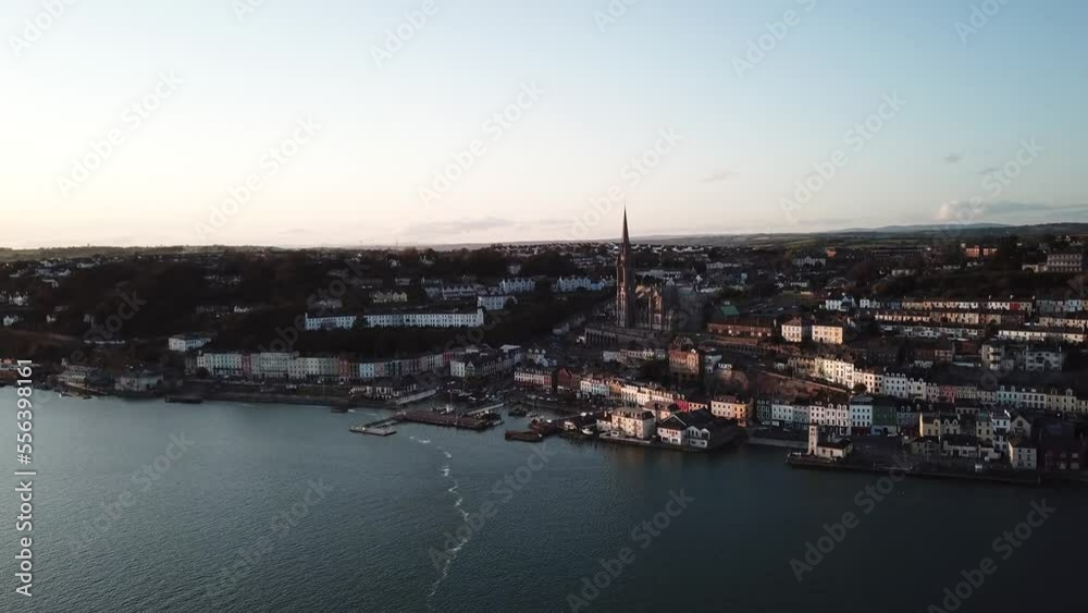 aerial view of the irish atlantic ocean shore in north of Europe, sunset aerial view of the irish atlantic ocean shore in north of Europe, sunset