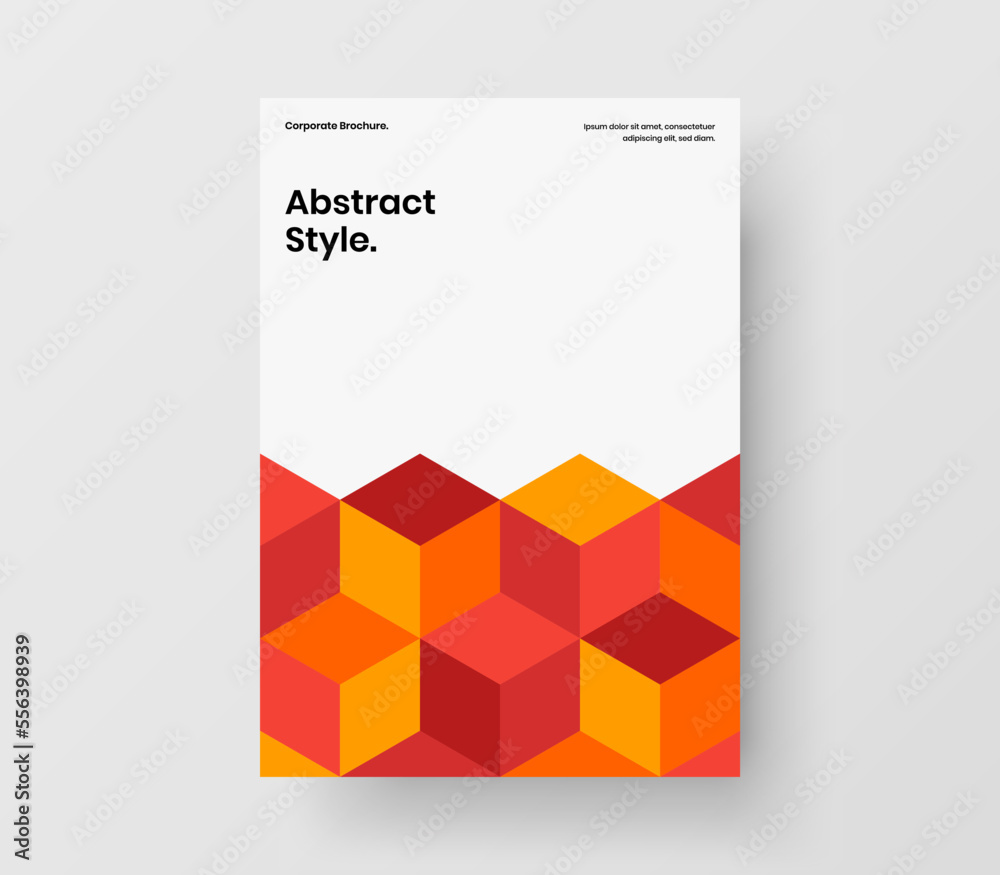Minimalistic mosaic shapes corporate cover concept. Unique handbill A4 vector design layout.