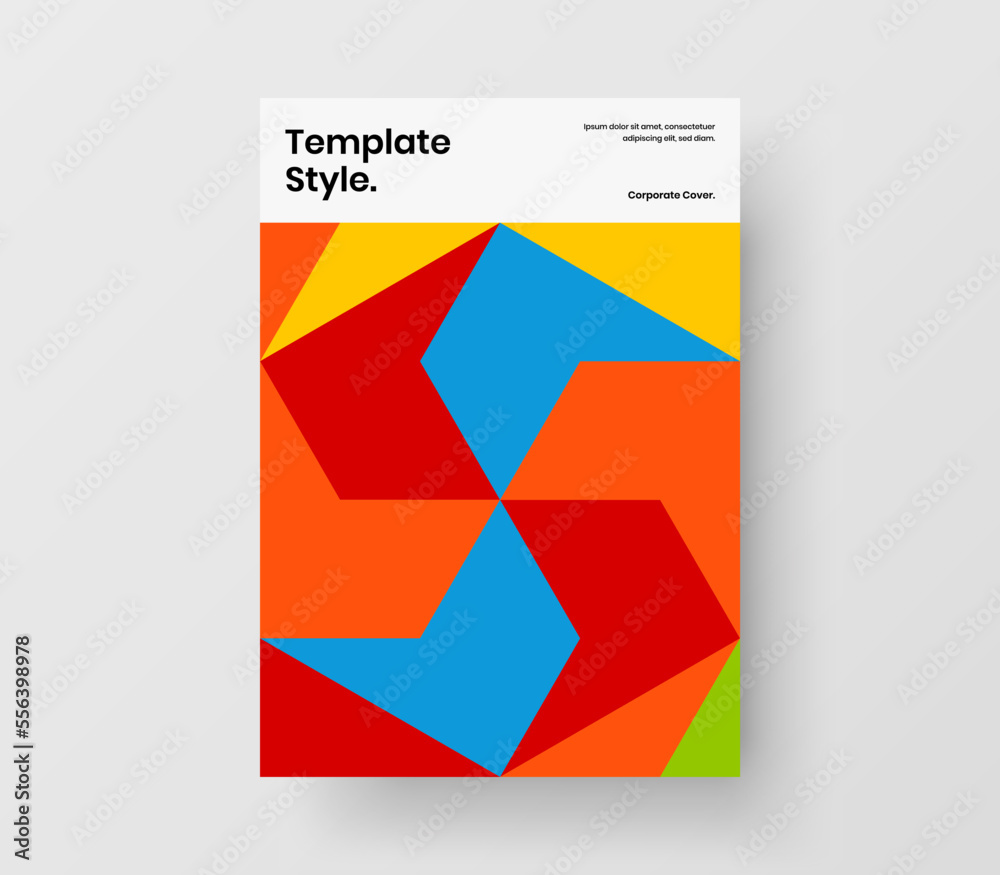 Colorful booklet design vector concept. Creative geometric pattern postcard illustration.