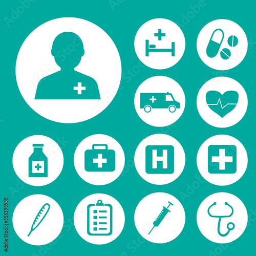 Drug icons set with stings, infirmary, brougham and other beating elements. Isolated vector illustration drug icons.
