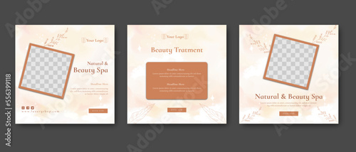 beauty and spa social media post template. woman business marketing salon ads. minimal fully editable promo web banner poster layout for relax massage square post vector illustrator. 