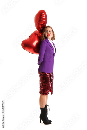 Smiling woman in purple bla...