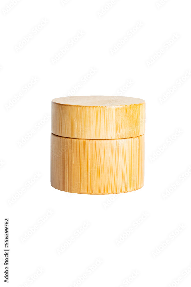 Bamboo cream jar isolated on white background by clipping path. Skin care madicine and cosmetology mockup Bamboo cream jar isolated on white background by clipping path. Skin care madicine and cosmetology mockup