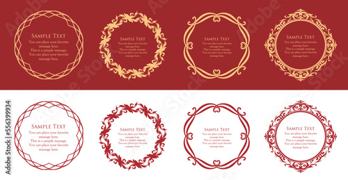 高級感のあるビンテージ調のフレームデザインセット　罫線　枠　ウエディング　ビンテージ　アンティーク