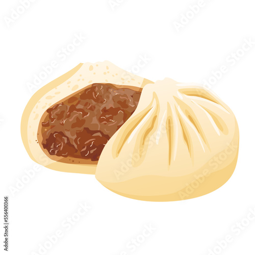 Dim sum, traditional Chinese dumplings. Asian food vector illustration.