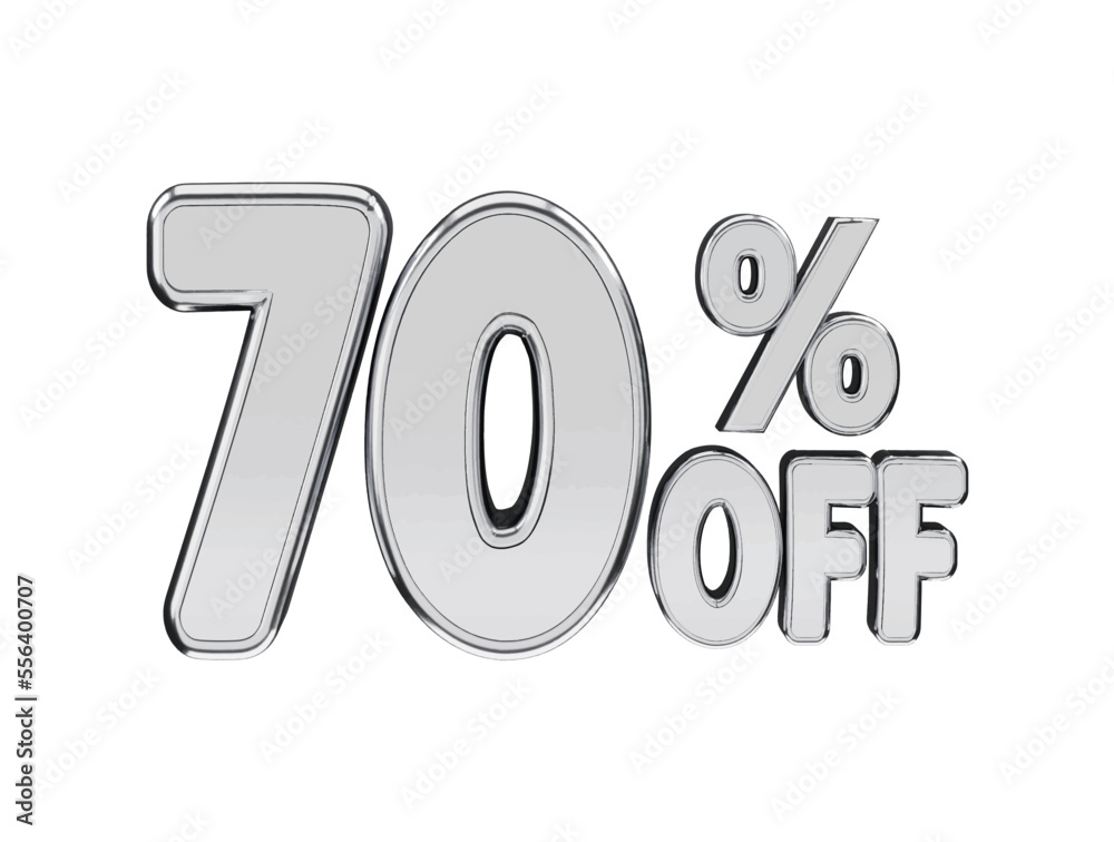 70 percent silver number with 3d rendering 70 percent silver number with 3d rendering