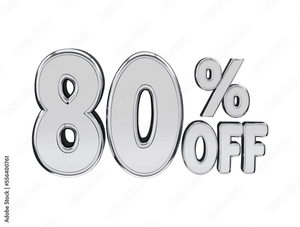 80 percent silver number with 3d rendering 80 percent silver number with 3d rendering