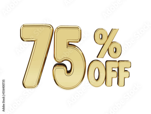 75 percent gold number with 3d rendering