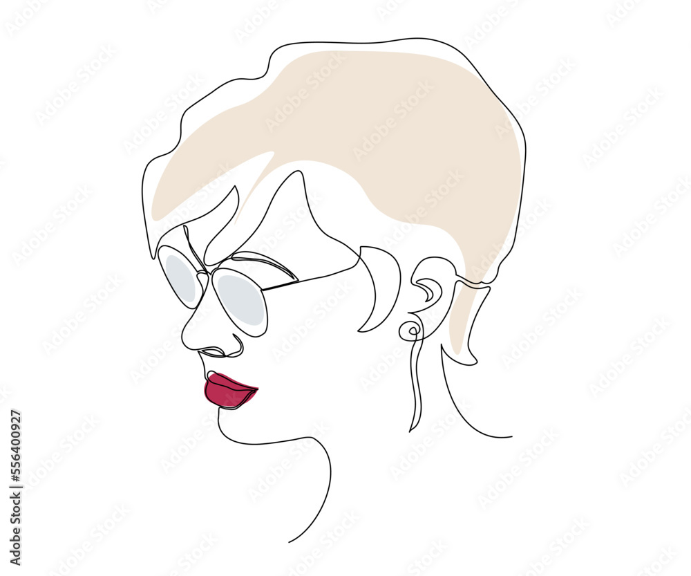 abstract portrait of a girl with glasses with a short haircut looking down, hand drawn, mono line, one line art Logo of a SPA salon, massage salon, beauty salon, hair salon abstract portrait of a girl with glasses with a short haircut looking down, hand drawn, mono line, one line art Logo of a SPA salon, massage salon, beauty salon, hair salon