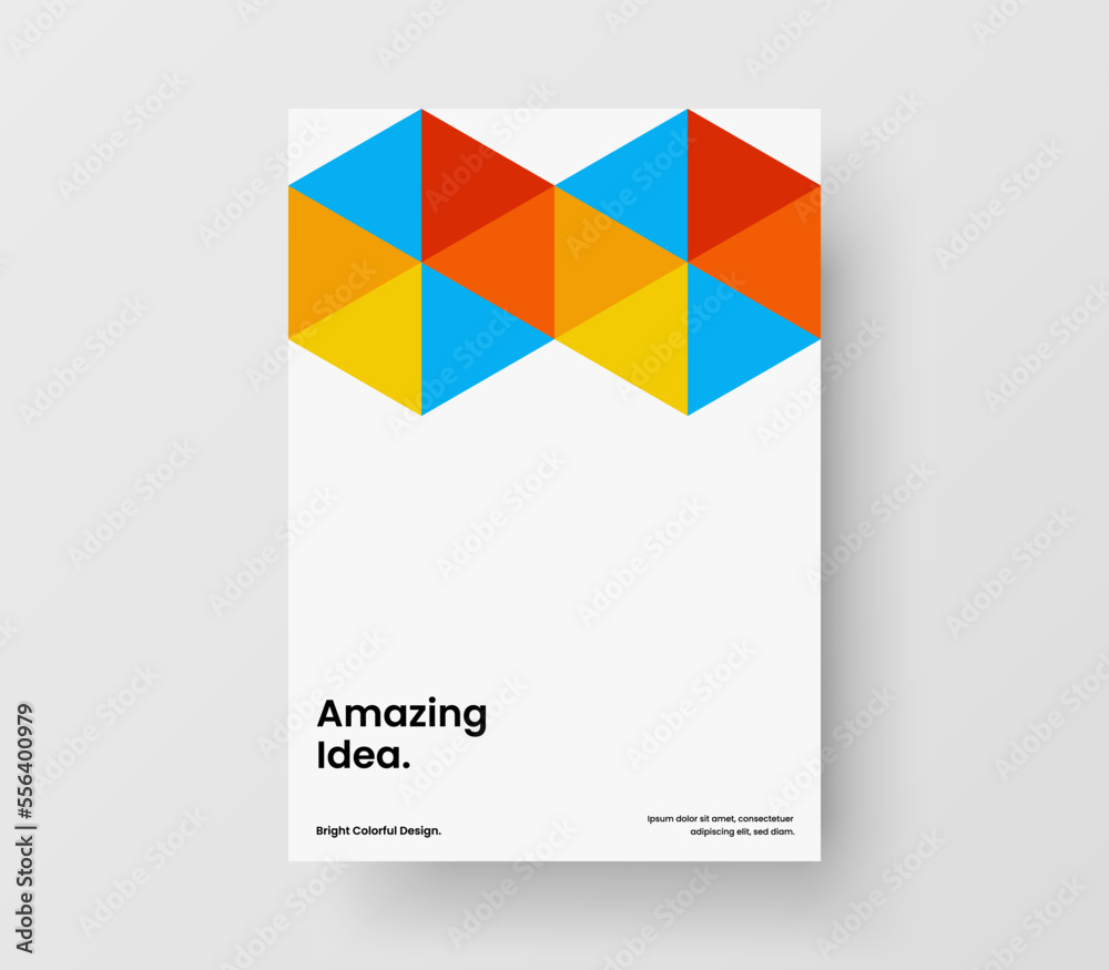 Bright mosaic shapes pamphlet template. Creative corporate identity A4 vector design concept.