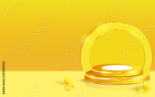 realistic golden yellow podium