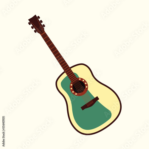 Guitar stringed musical instrument flat vector design