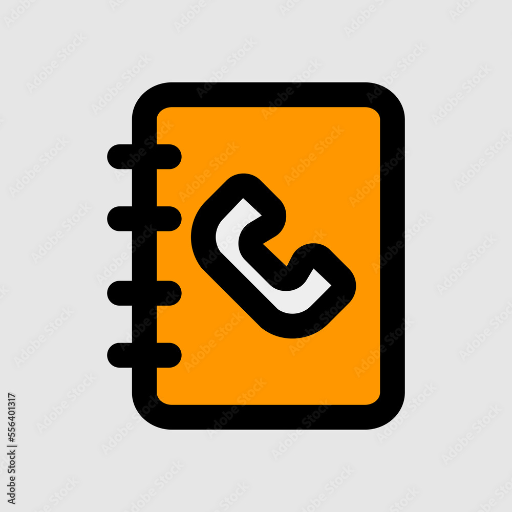 Phone book icon in filled line style, use for website mobile app presentation Phone book icon in filled line style, use for website mobile app presentation