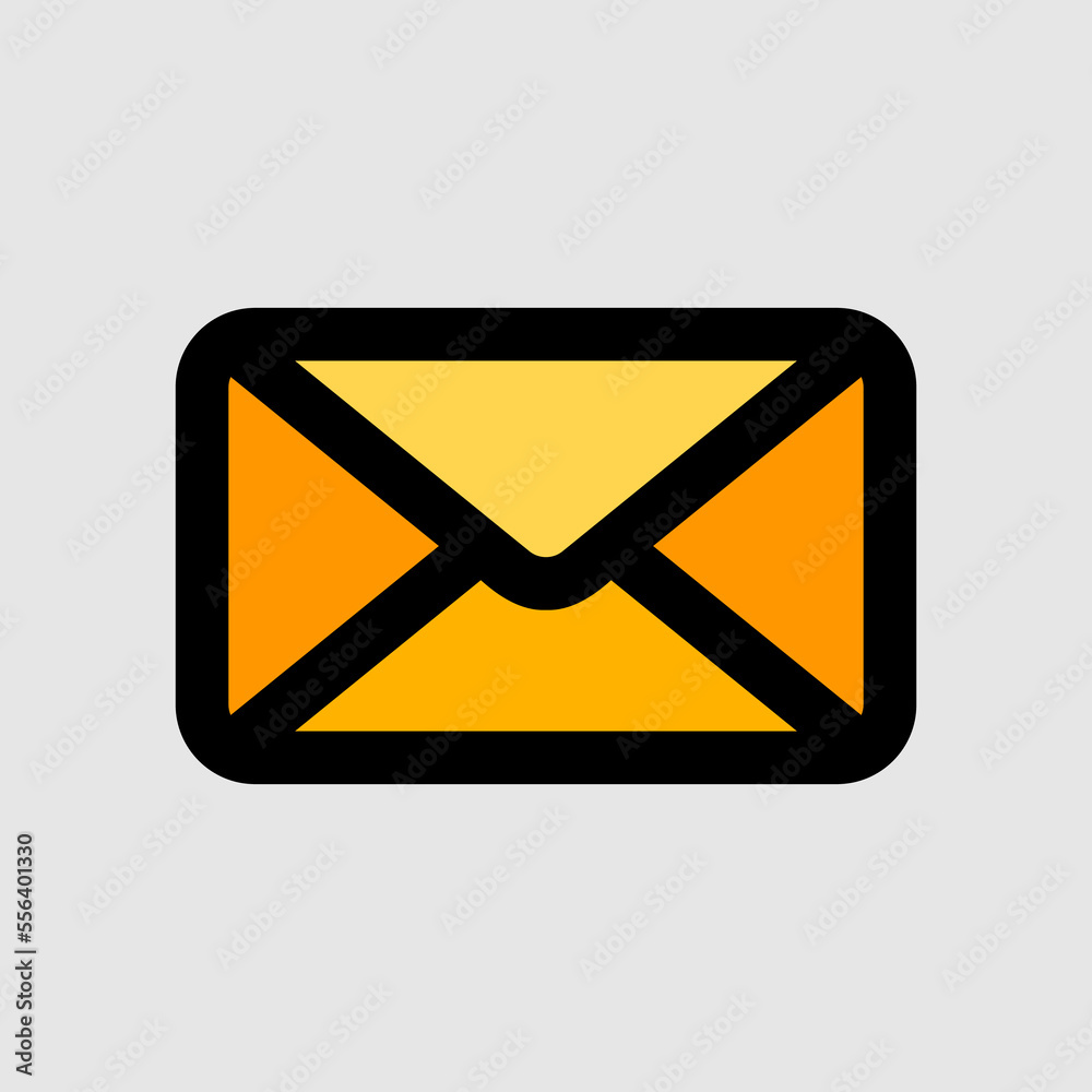 Email icon in filled line style, use for website mobile app presentation