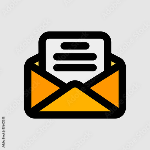 Email icon in filled line style, use for website mobile app presentation