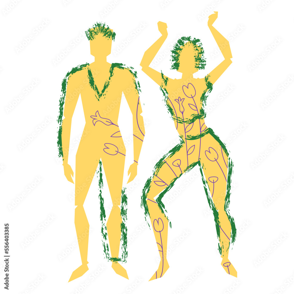 Vector couple in brush and lines style . Editable illustration Vector couple in brush and lines style . Editable illustration
