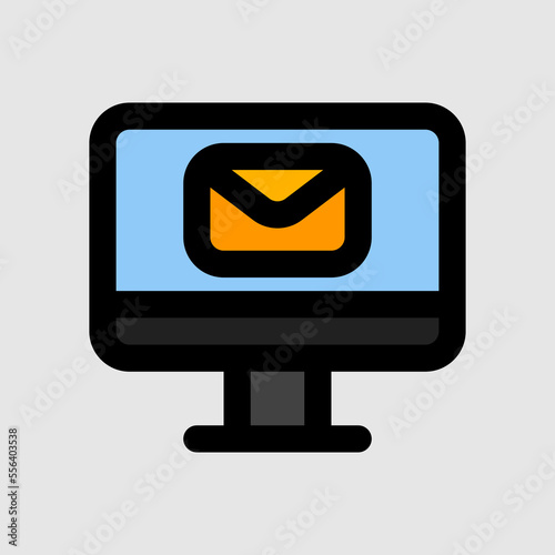 Email computer icon in filled line style, use for website mobile app presentation