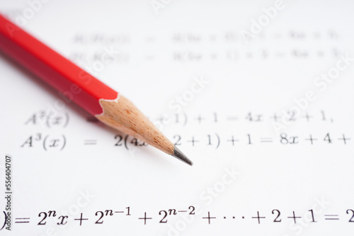 Photography Pencil on mathematic formula exercise test paper in education school