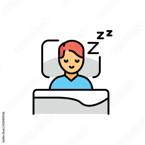 Sleeping person color line icon. Mental health.
