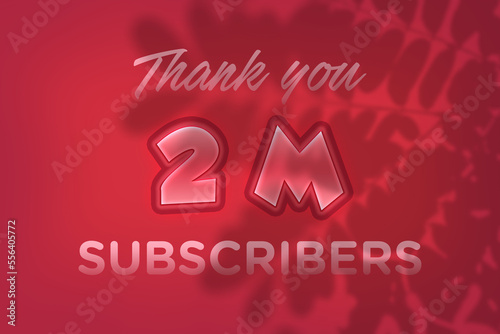 2 Million subscribers celebration greeting banner with Red Embossed Design © Shahsoft Production