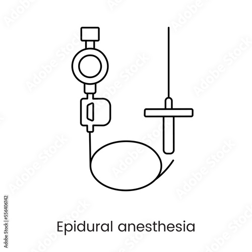Epidural anesthesia before childbirth, line icon in vector.