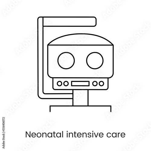 Intensive therapy for newborns line icon in vector, equipment for resuscitation of a baby.