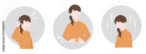 体調が悪い女性のイラスト