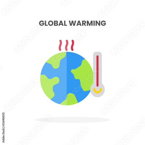 Global Warming icon flat. Vector illustration on white background. Can used for web, app, digital product, presentation, UI and many more.