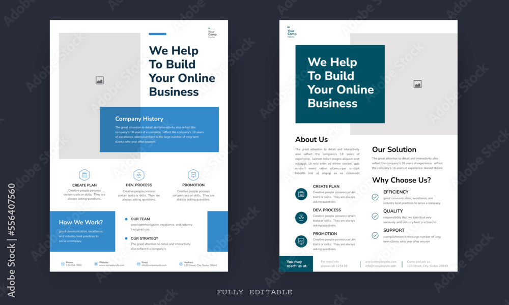 Trendy Flyer style vector design with an A4 format, modern leaflet cover, or presentation template. Suitable for social media and web or internet ads.