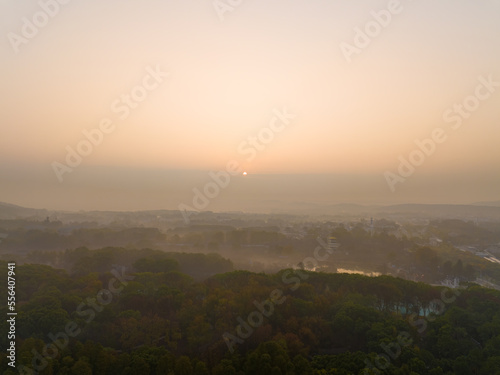Wuhan East Lake Moshan Scenic Area Autumn Morning Fog Scenery