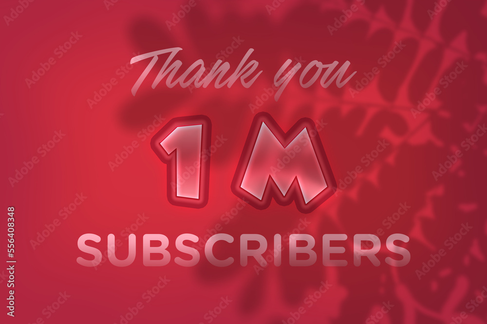 1 Millionillion subscribers celebration greeting banner with Red Embossed Design