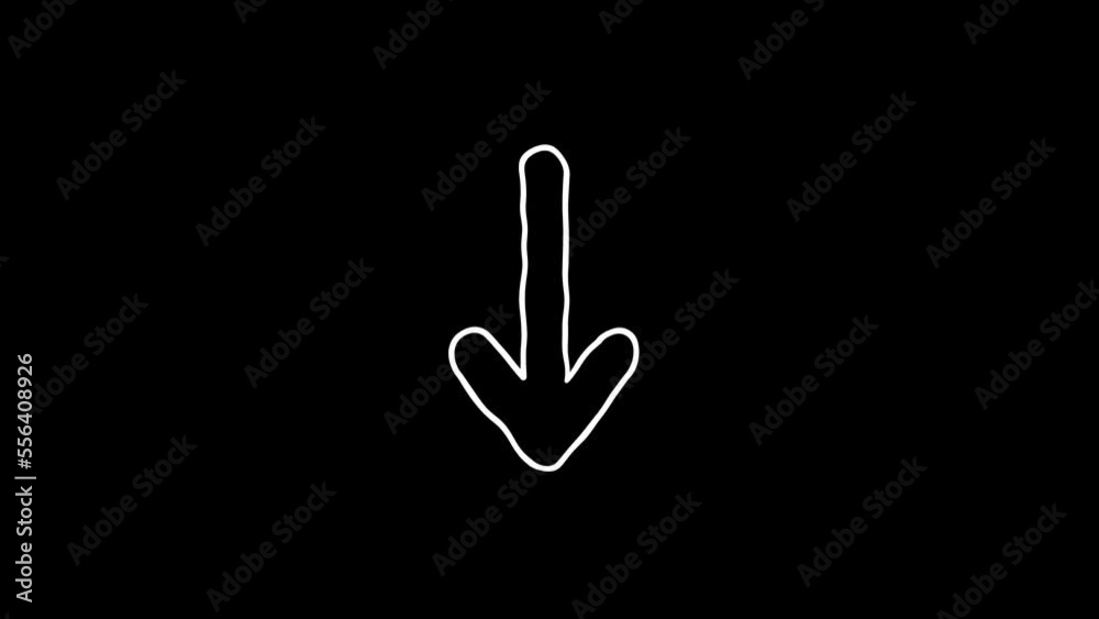 Arrow icon sign or symbol animation. White Highlight Elements. Doodle loop animation. doodle style on transparent background. Jittery Artistic Motion. scribble seamless loop animation.