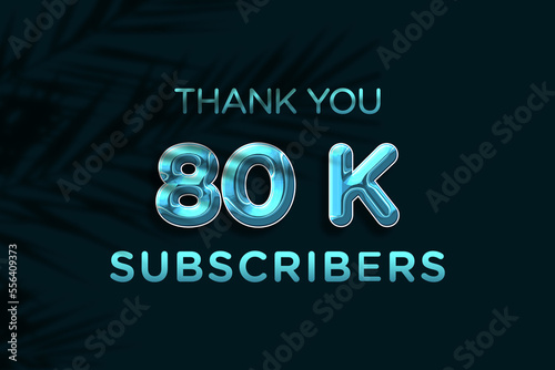 80 K subscribers celebration greeting banner with Plastic Design