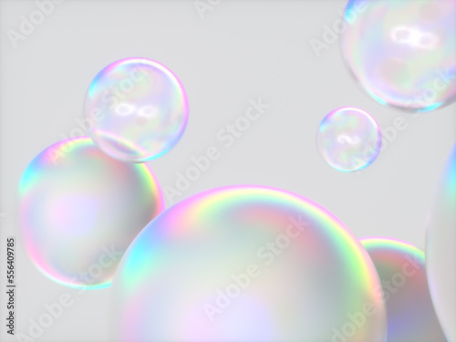 Fototapeta Naklejka Na Ścianę i Meble -  Abstract 3d art background. Holographic floating liquid blobs, soap bubbles, metaballs.