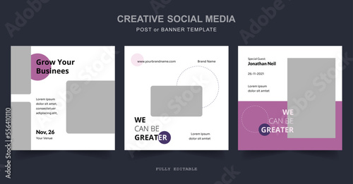 Editable minimal social media, web Banner Post Template. Suitable for social media posts and web internet ads. Vector illustration