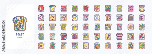 Toast toppings. Toast icon set