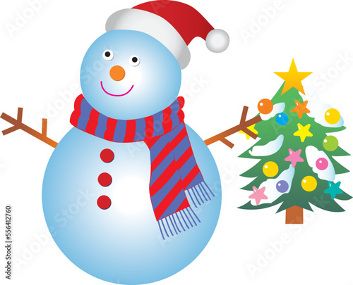 マフラーをした雪だるまのクリスマス
