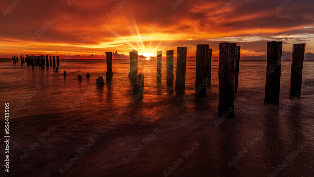 Coastal dream - old wooden jetty - travel concept