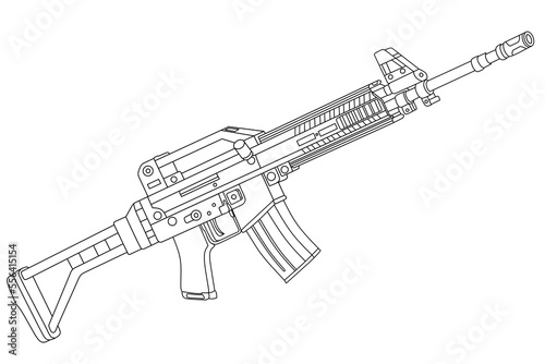 long-barreled weapon line art vector 