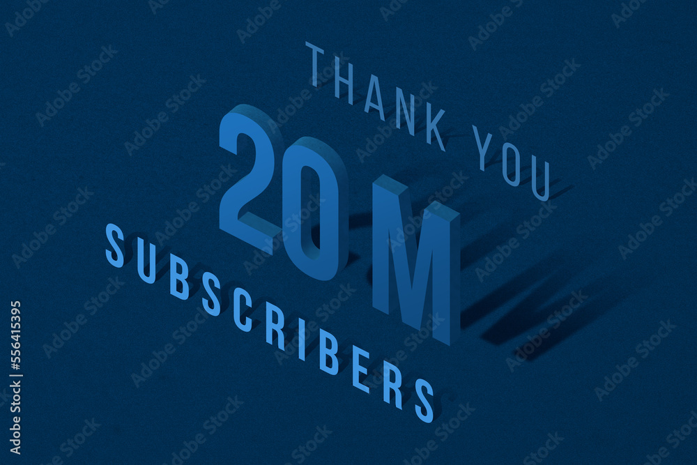 Obraz premium 20 Million subscribers celebration greeting banner with Isomatric Design