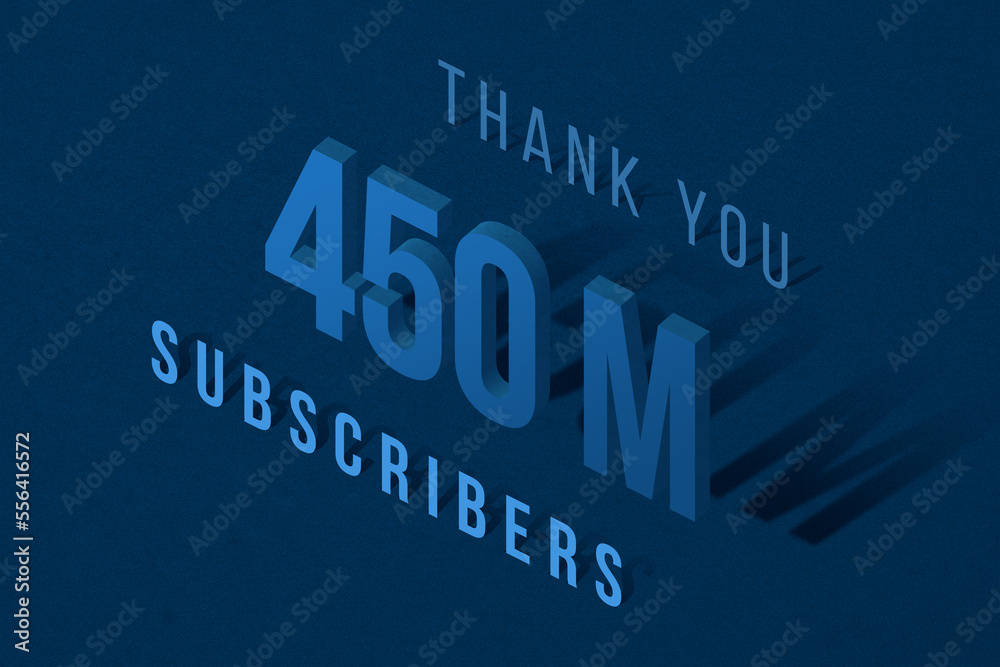 450 Million  subscribers celebration greeting banner with Isomatric Design