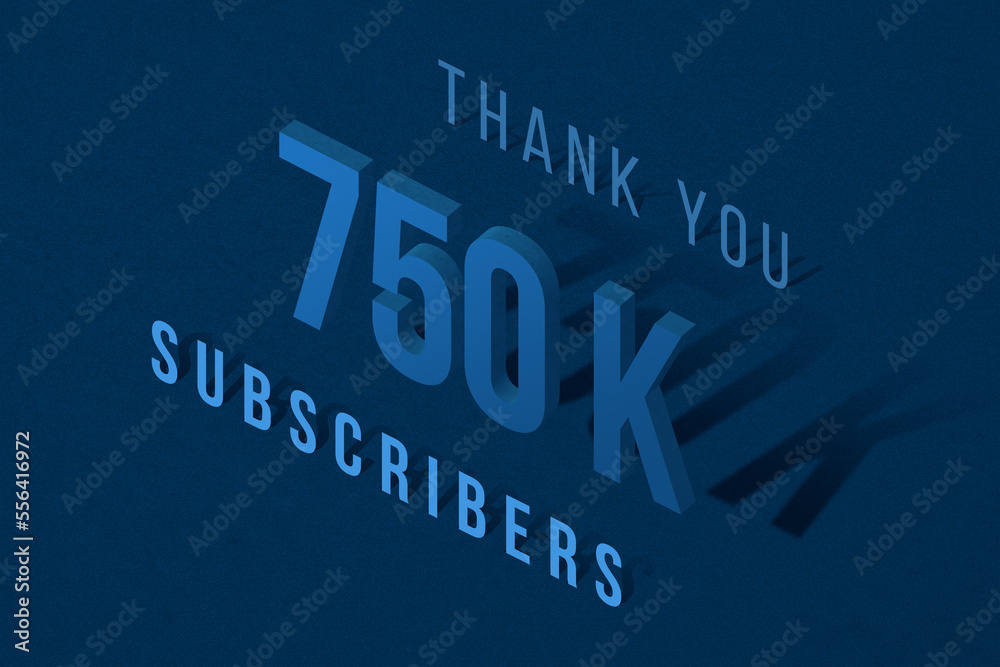 750 K  subscribers celebration greeting banner with Isomatric Design