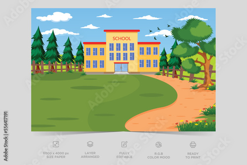 School building nature scene. A scene of school. Natural environment scenes landscape