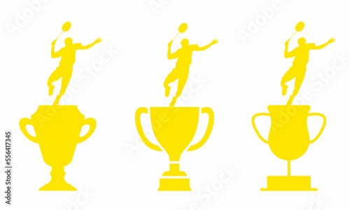 Golden trophy icon illustration. Stock vector.