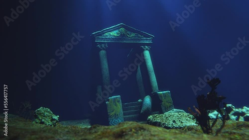 Lost Atlantis Gate Underwater, Animation.Full HD 1920×1080. 11 Second Long. photo