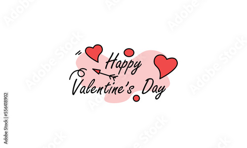 Happy Valentines Day typography poster with handwritten calligraphy text, isolated on white background. Vector Illustration