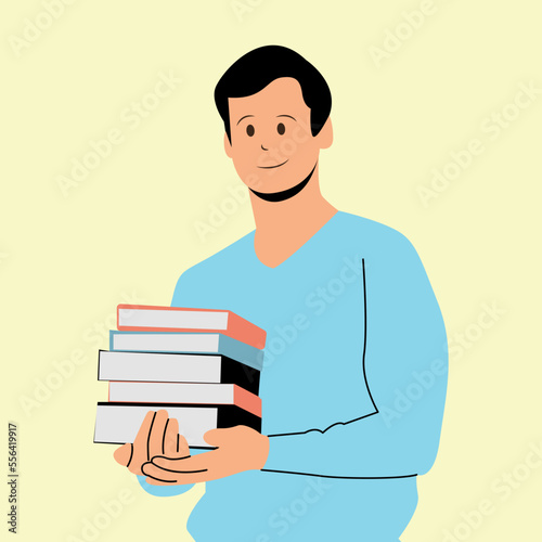 Male college student with books