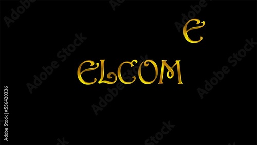 4K Welcome letter golden text animation on black background with blink effect. Suitable for Celebrations, Wishes, Events, Messages, holidays, intro