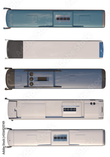 Bus set top view above png alpha channel