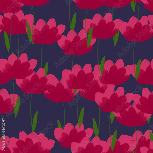 Tulips. Seamless background. Beautiful flowers. Watercolor.